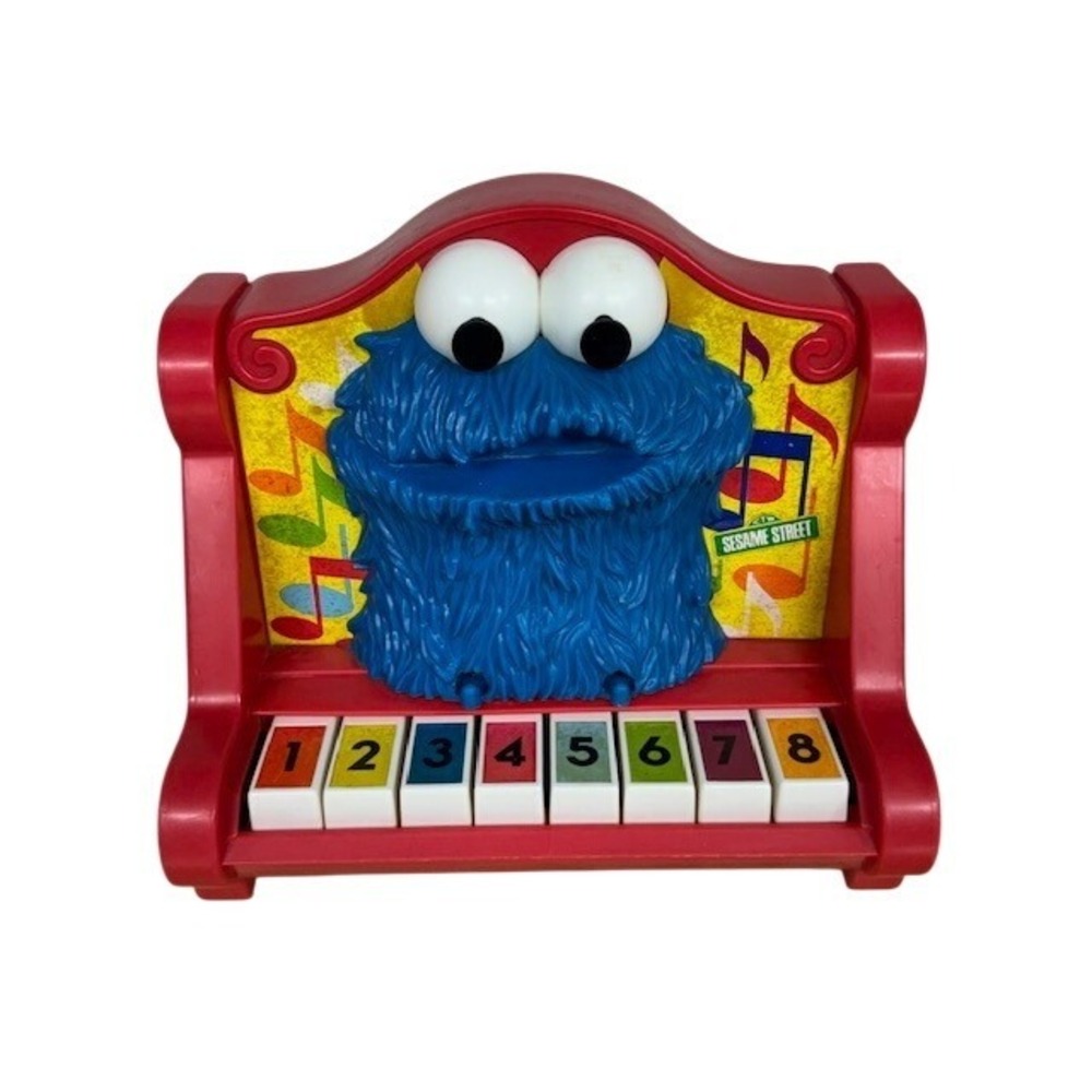 Vintage 1976 Sesame Street Cookie Monster Piano Toy Muppets Inc Red Retro Toy